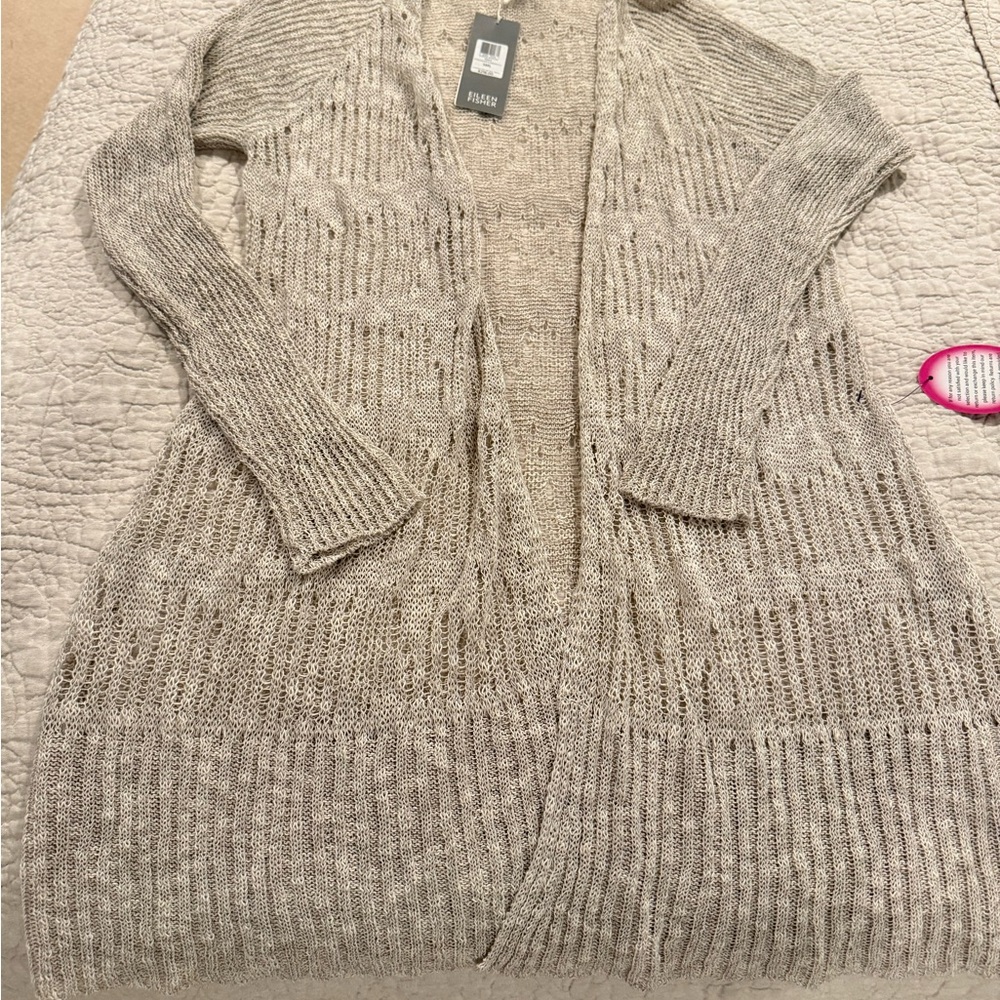 Eileen Fisher Gray Open-Front Cardigan